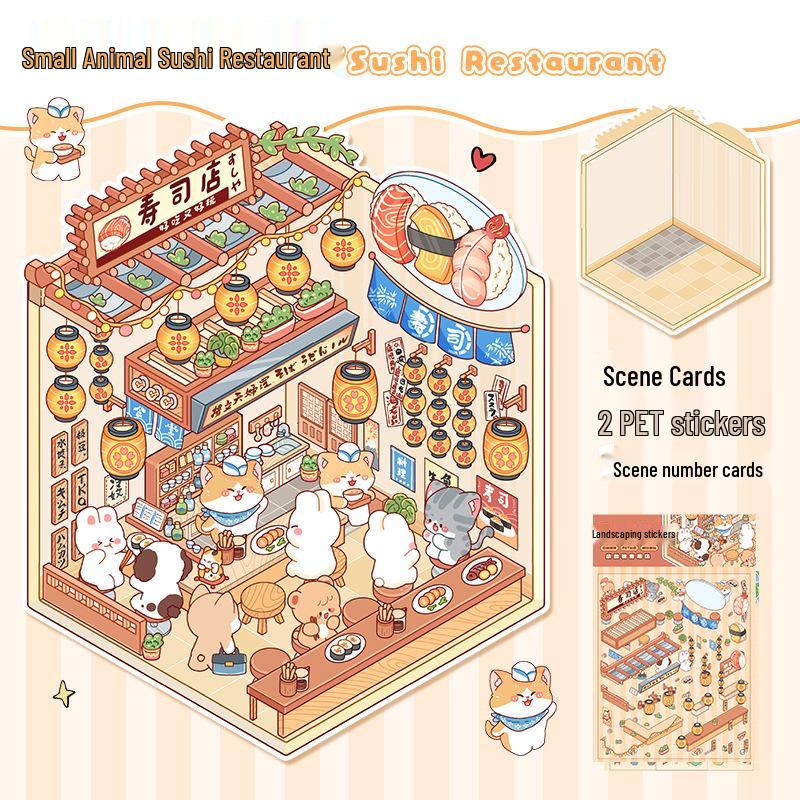 3D Miniature Scene Sticker Set - DIY Three-Dimensional House Puzzle