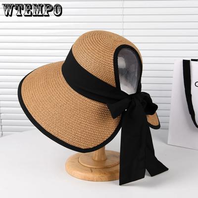 Sombreros de ala ancha para Primavera Verano, Plegables para Mujer, Moda, Protección Solar, Ajustables, Frescos para el Verano, Sombreros con Lazo