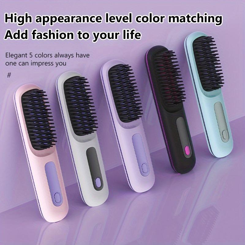 1PC portable wireless hair straightener brush, constant temperature and anti-scalding , hot comb function, Type-C fast charging, LCD screen display
