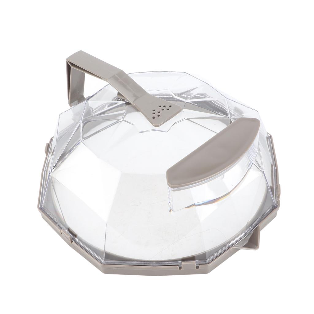 Microwave Splash Heating Cover PC Food Splatter Guard with Extension Handle for Kitchen Cooking Brown