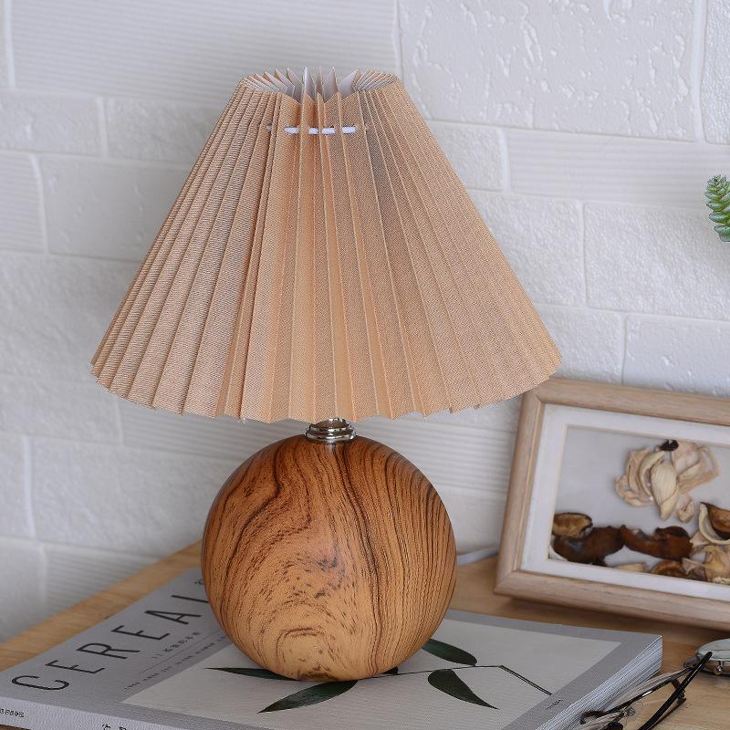 Retro Ceramic Pleated Table Lamp - Mid-Century Style for Bedroom or Wedding Decor
