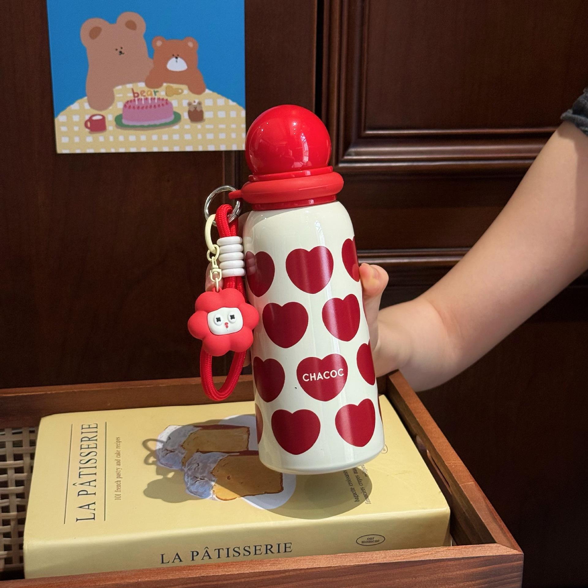 

Creative cartoon thermos cup for girls, high-value direct drinking water cup, cold-keeping, portable and cute student accompanying cup gifts 400ml