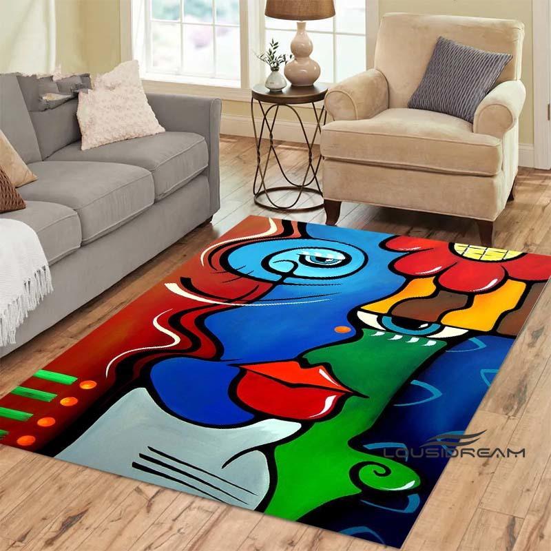 Customizable Picasso Style Painting Printed Carpet Fashion Non-slip Floor Mat Outdoor Door Mat Play Mat Birthday Gift