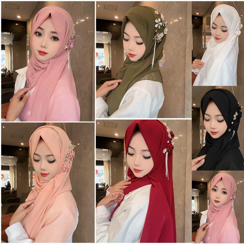 Gauze Head Wraps Long Islamic Headscarf Elegant Plain Hijab