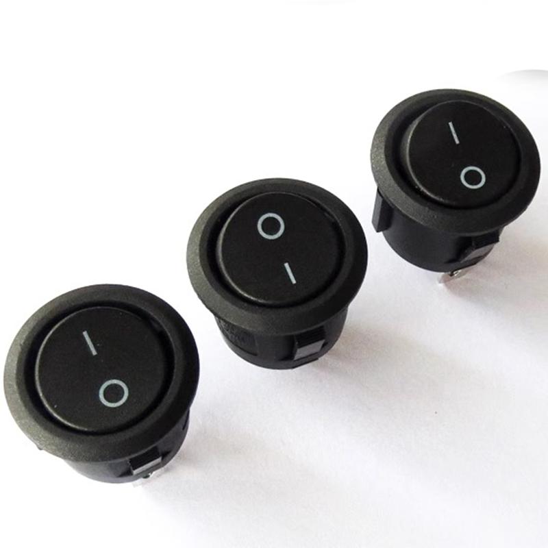 5PCS Black 2 Pin ON/OFF Round Rocker Switches 20mm Diameter Plastic Push Power Button Switch Toggle Switch 6A/250VAC 10A125VAC