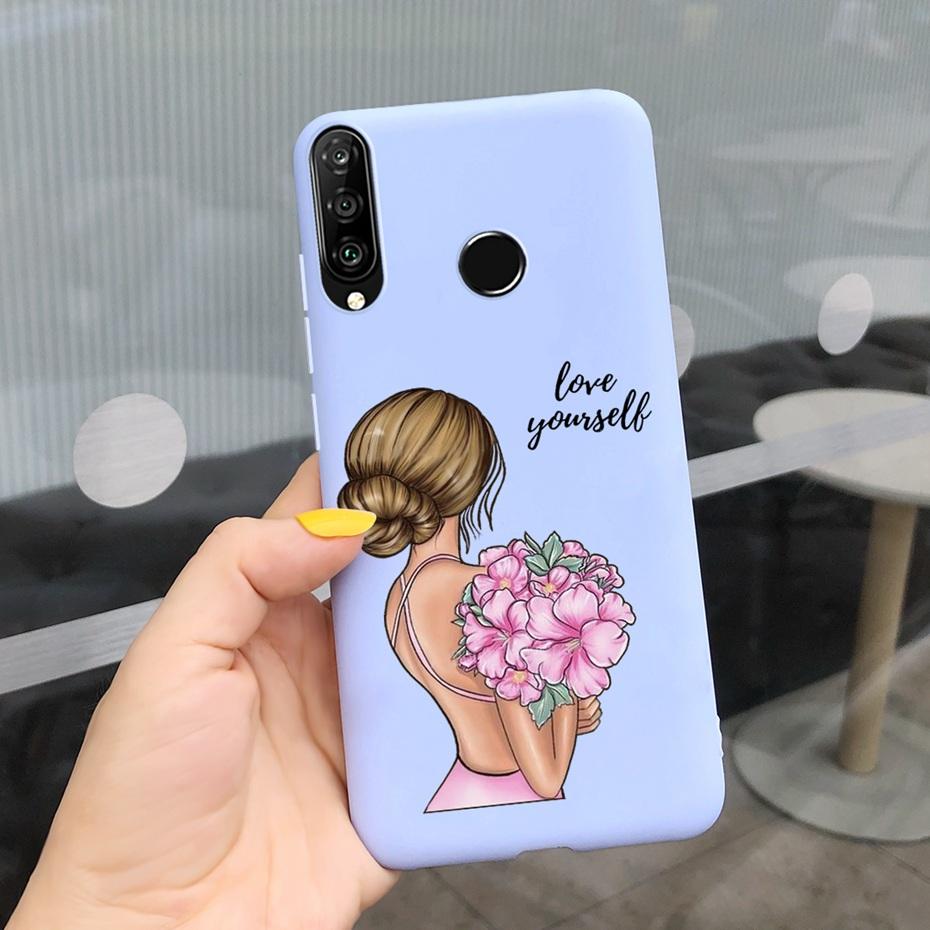 For Huawei P30 Lite Phone Case Flower Girl Pattern Soft Silicon Cover For Huawei P30 Pro Lite Case Cute Funda P 30 P30lite Cases