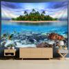 Island Landscape Painting Tapestry Wall Hanging Turtle Fish Aesthetic Room Bohemian Nature Art Mystery Home Decor