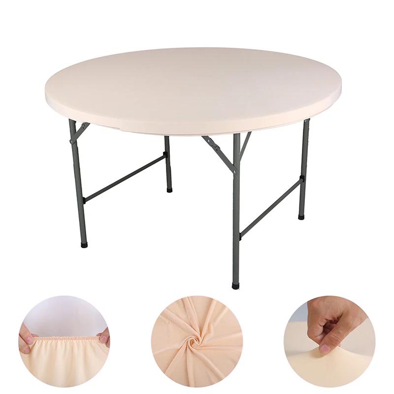 Round Picnic Table Cloth Wedding Solid Color Elastic Fitted Table Covers for Outdoor Camping Wedding Banquet Party Dining Tables