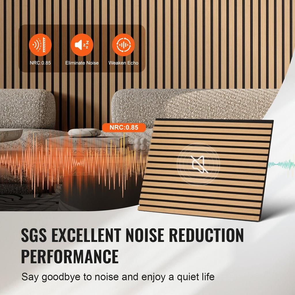 Wood Slat Acoustic Panels 23.6 X 47.2 Inch for Modern Wall Decor Light Oak