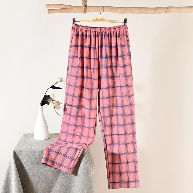 Women's Spring and Autumn Thin Loose-fitting Plus Size Pants That Can Be Worn Outside Middle-aged Mother's Plaid Home Pants