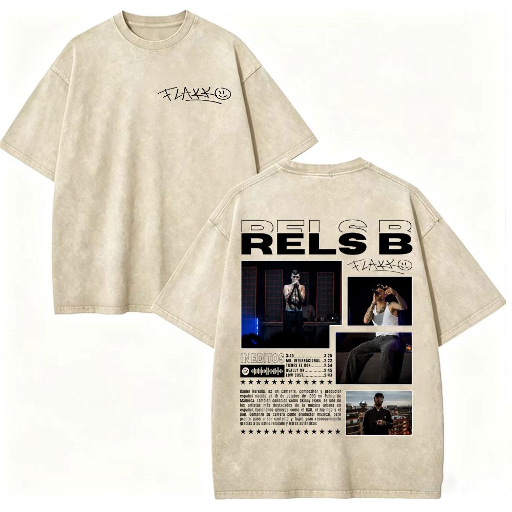 Vintage Washed Rapper Rels B Album Merch Tshirts Men Women Hip Hop Fashion Short Sleeve T Shirt Summer Casual Cotton Tshirts