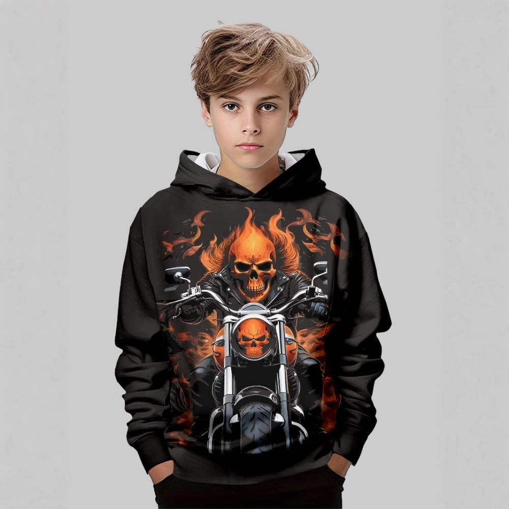 

Children s Sports Motorcycle 3D Digital Printing Boy s Personalized Trendy Hooded Sweatshirt 160