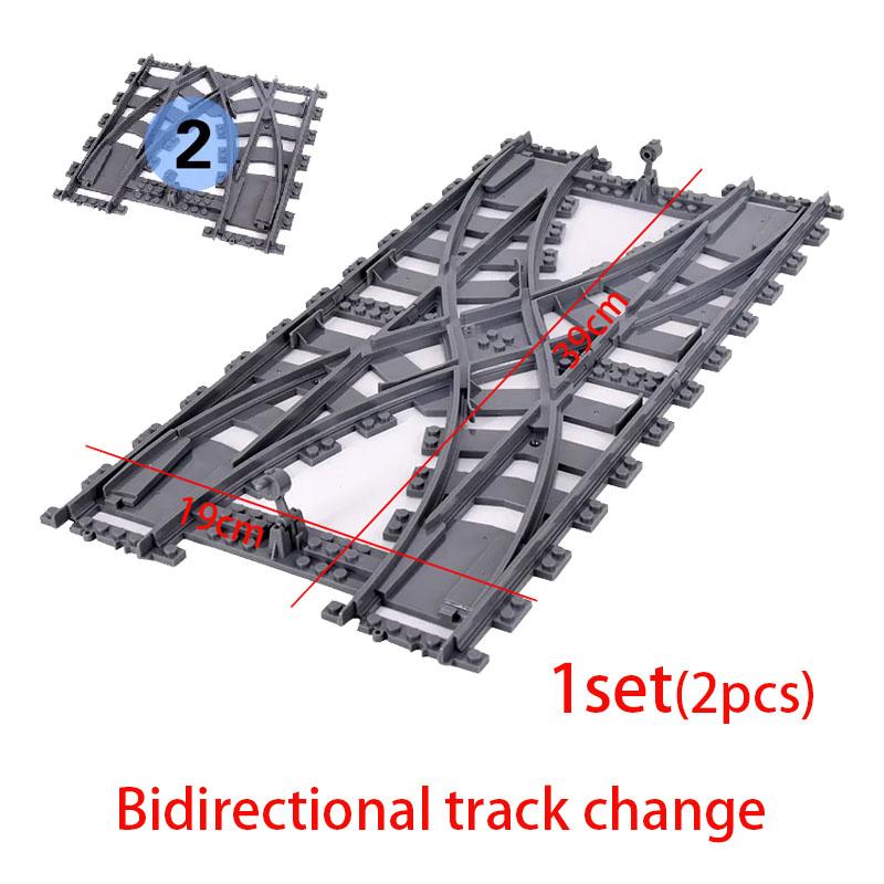 City Trains Left and Right Points Flexible Switch Railway Crossing Tracks Rails Forked Straight Curved Building Block Bricks Toy
