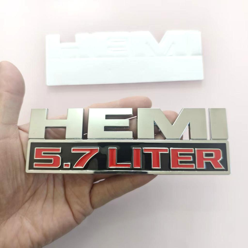 Large metal stickers 14.3 cm HE 5.7 LITRES suitable for decorative sticker accessories for the rear of the car trunk.