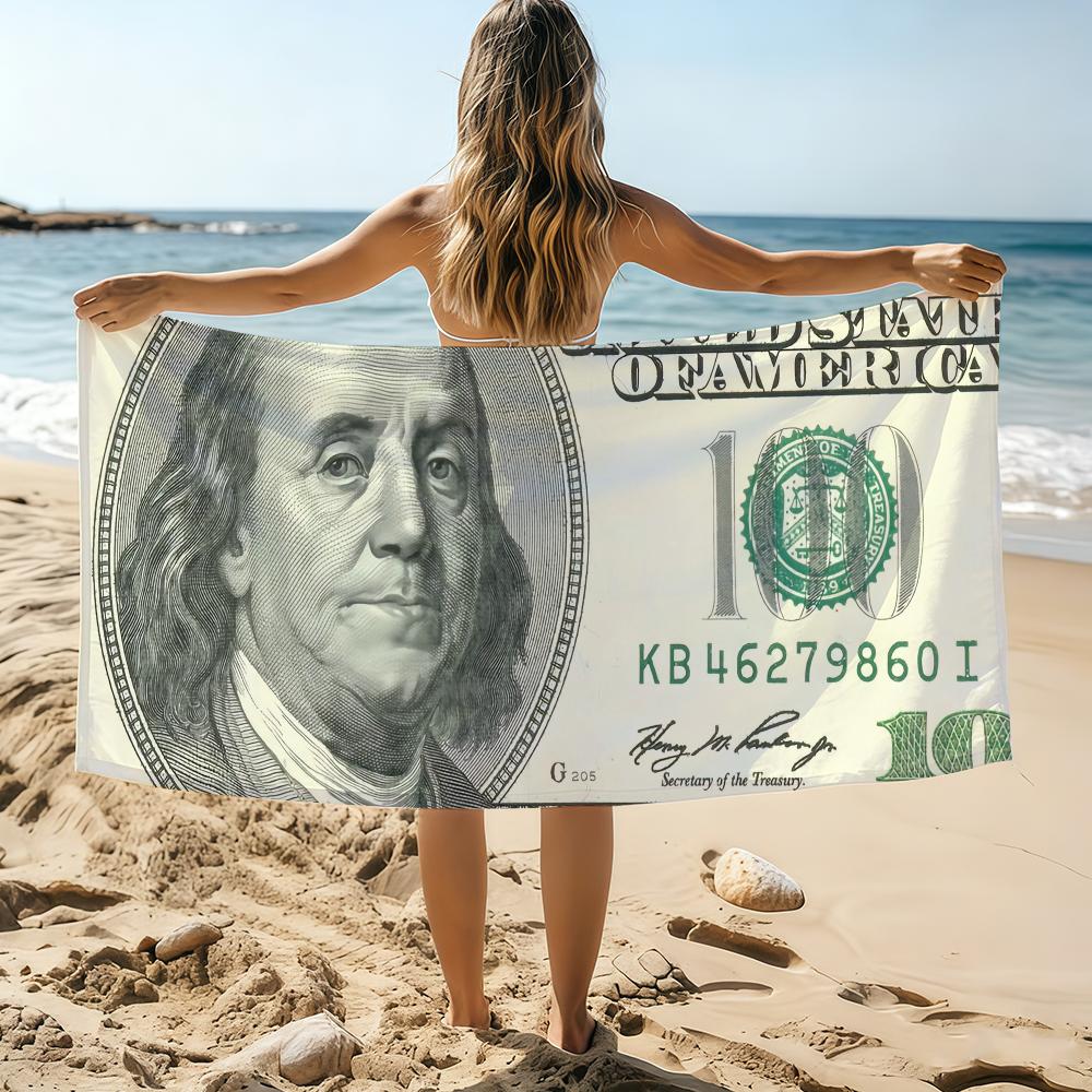 

Euro Dollar B-Benjamin Franklin Art Towel Beach Towel Oversized Quick Dry Towel Absorbent Soft Swim BeachTowels for Men Women W40*H60(CM)