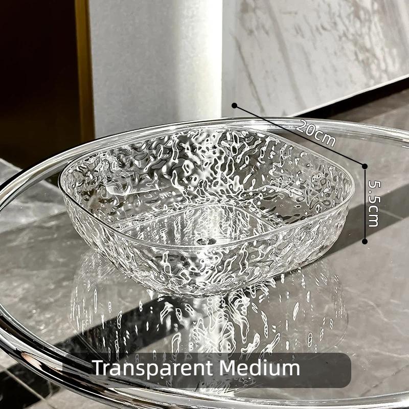 Clear Hammered Plastic Fruit Bowls Shatter Resistant Large Capacity For Kitchen Counter Fruits Veggies Snacks