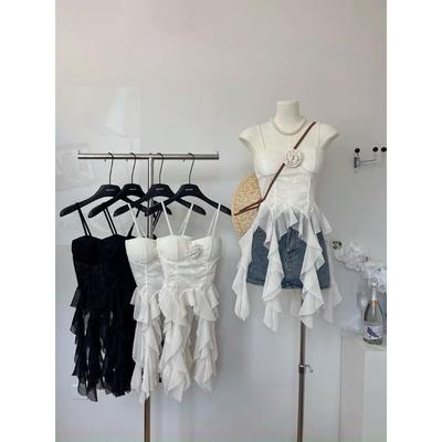 Asymmetrical Lace Trim Niche Camisole Vest with Built-in Bra Versatile for Outer Wear Stylish Back Design Elegant and Spicy Girl Women's Top