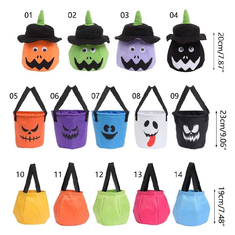 Halloween Candy Basket with LED Light Pumpkin Candy Bags for Thanksgiving Party