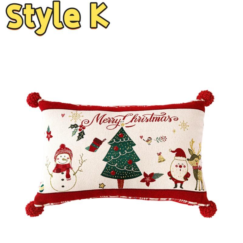 Christmas Pillow Case Embroidery Elk Snowflake Jacquard Yarn-Dyed Pillow Cover Festival Pillows Decor Home Decor Accessories 5570₽