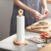 AIDUCHO Wooden Kitchen Paper Holder, Paper Towel Holder, Roll Holder, Freestanding Kitchen Utensil Storage Item, One-Hand Tear (Wood Color, Flower Pat