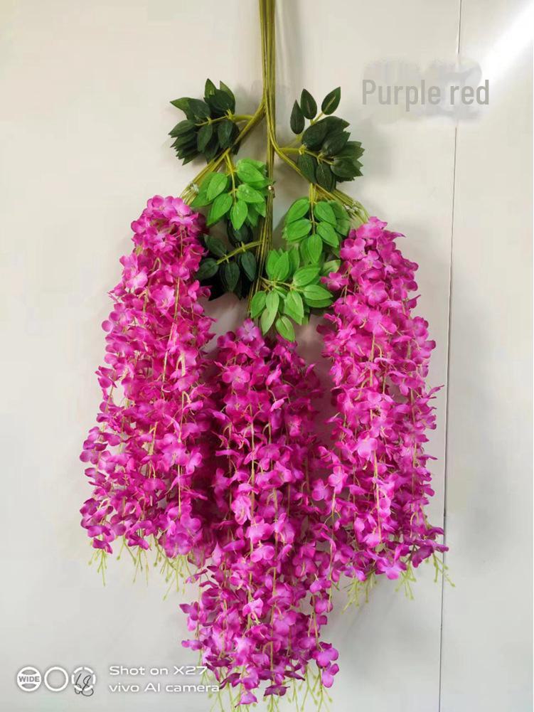

Искусственная лиана глицинии для украшения потолка или окна - имитация длинной нити 6 leaves фиолетовый