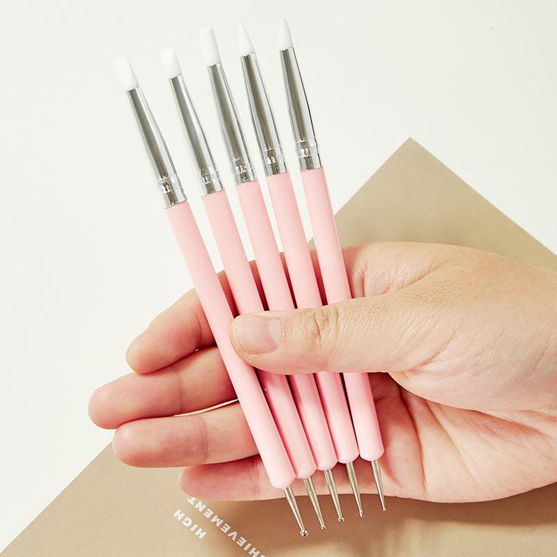 5 Pcs Silicone Clay Sculpting Tool For Brush Modeling Dotting Nail Art Pottery Clay Tool Diy Carving Sculpting Tools Soft Head