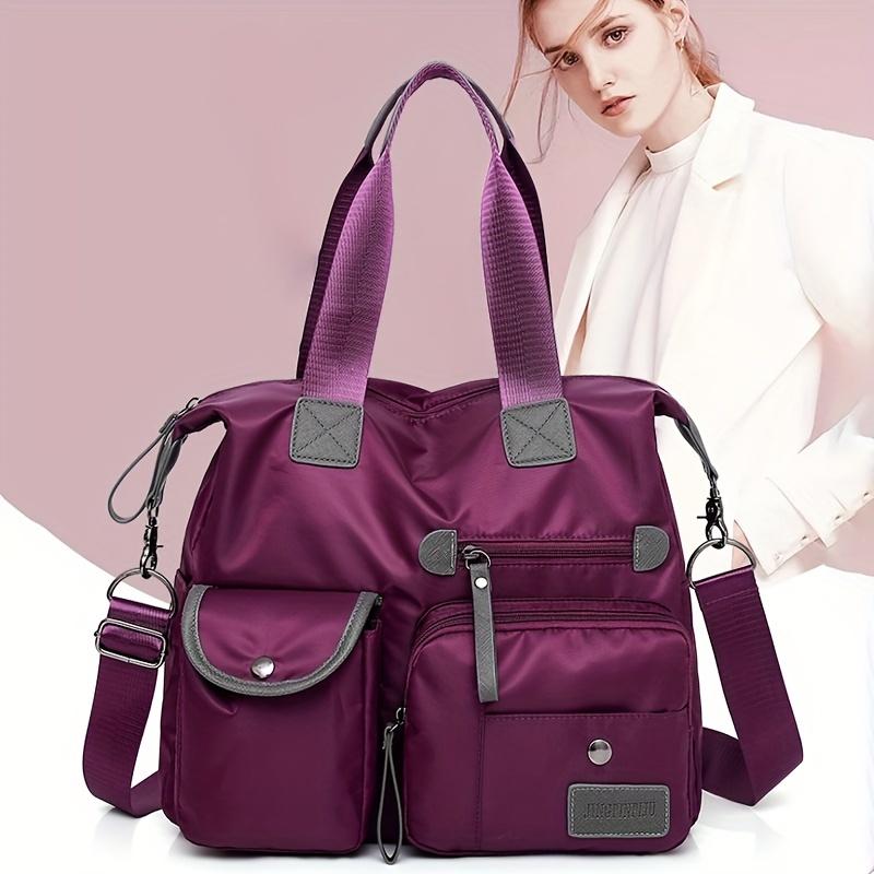 Large Capacity Casual Nylon Tote - Women's Fashion Shoulder Bag with Multiple Pockets and Adjustable Strap