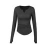 Women's Long-Sleeve V-Neck Yoga Tops: Slim Fit, Breathable, Quick-Drying Fitness and Running Tee