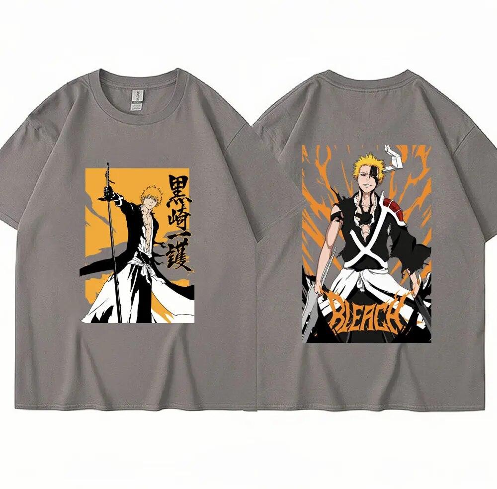 Japan Anime Bleach Kurosaki Ichigo T Shirt Unisex Women Fashion Oversized T-shirt Harajuku Short Sleeve Hip Hop T-shirts Streetwear