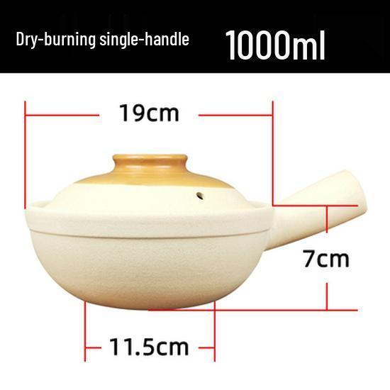 High-Temperature Resistant Unglazed Single-Handle Earthenware Clay Pot for Rice and Noodles