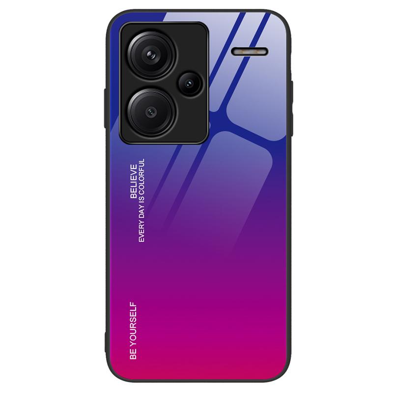 

For Xiaomi Redmi Note 13 Pro+ 5G Case Anti-scratch Tempered Glass+PC+TPU Protective Shell Blue/Rose