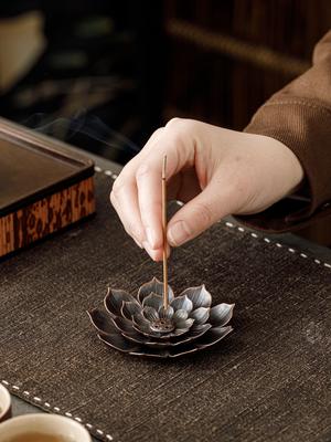 2in1 Alloy Incense Bburner Metal Sandalwood Stick Holder Buddhist Zen Lotus Stick Incense Holder Ornament
