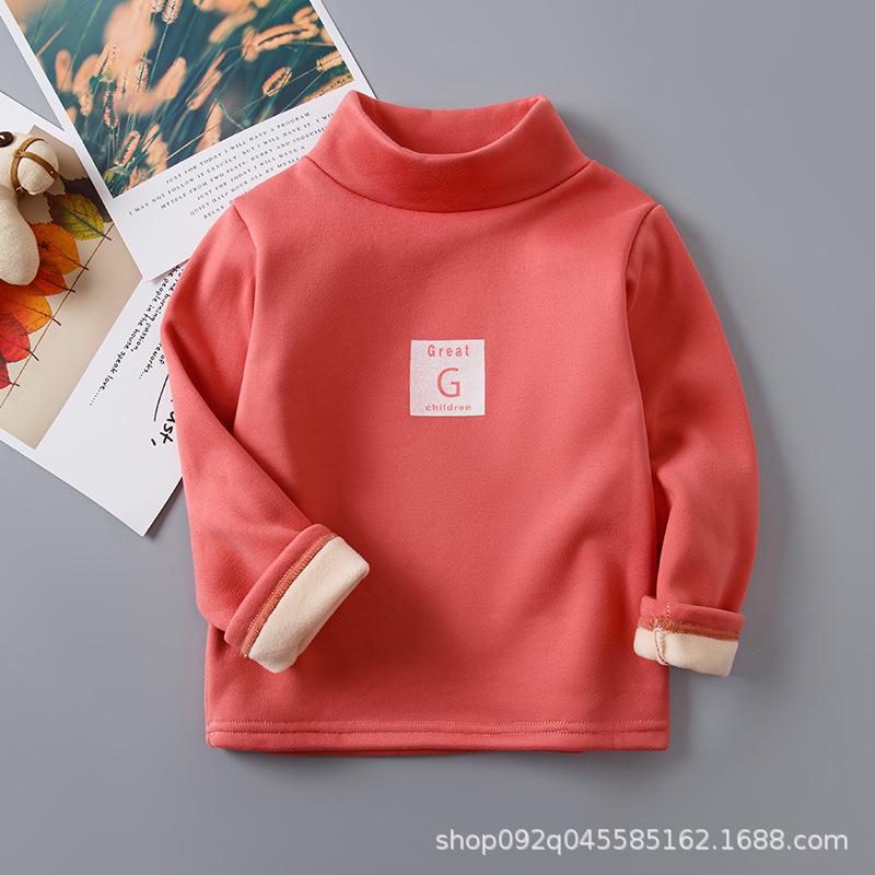 

2025 Детская модная полосатая бархатная водолазка - теплая с длинным рукавом для мальчиков и девочек (Осень зима) 130 cm