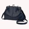 Women Girls PU Leather Large Capacity Shoulder Bag Adjustable Strap One Shoulder Crossbody Bag Elegant Kiss Lock Shoulder Bag