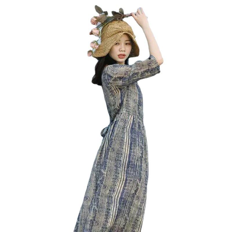 Vestido Holgado de Mujer con Estampado de Rayas