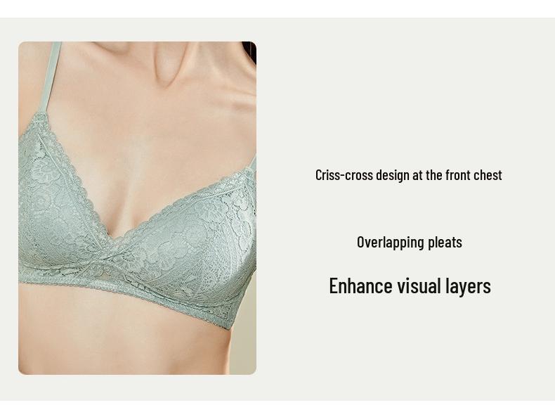 French Lace Push-Up Triangle Bra - Seamless, Thin Straps, Anti-Sagging Design for Women