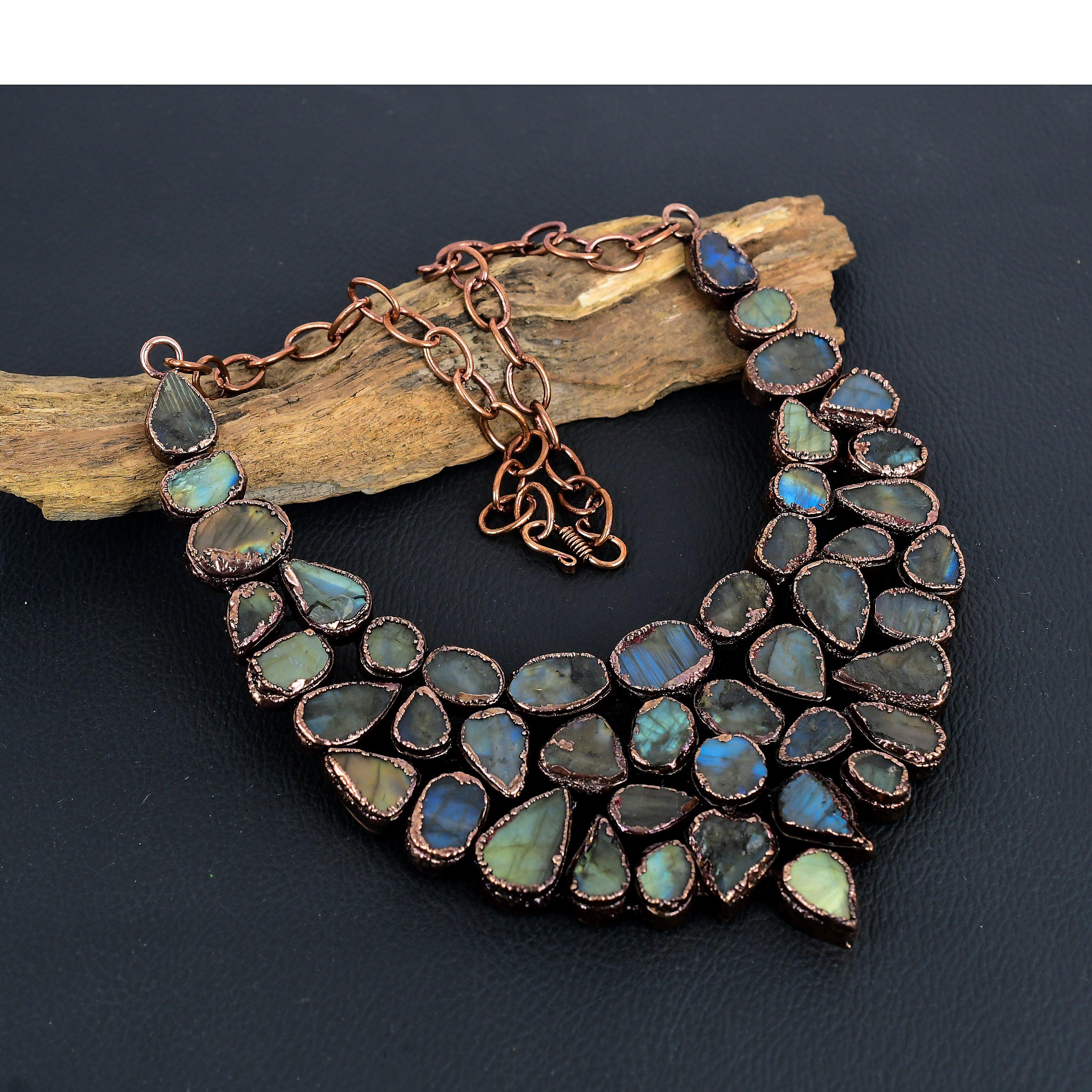 

Labradorite Necklace Gemstone Jewelry, Copper Electroformed Necklace, Gift For Women Handmade Necklace