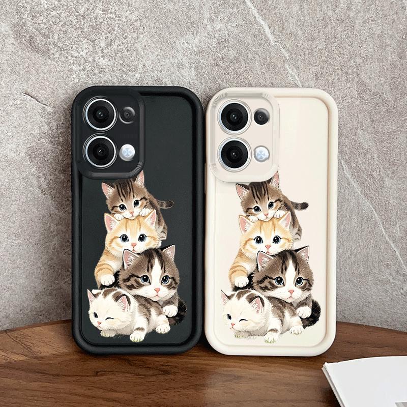 Cute stacked kitten phone case suitable for iPhone 17 16 15 14 13 12 11 Pro/Max/Plus anti drop and shockproof back cover