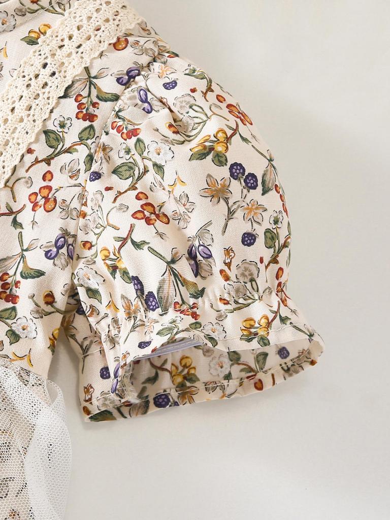 Newborn Girl's Lace Romper - Summer Short Sleeve Princess Outfit for 100 Days