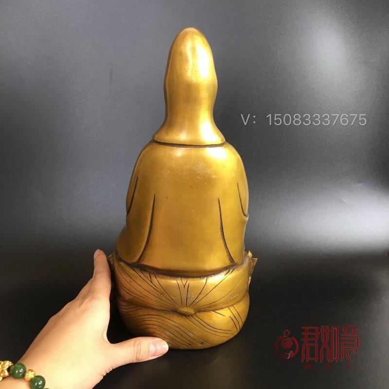 Bodhisattva Large Lotus Guanyin Worship Buddha Statue Copper Antique