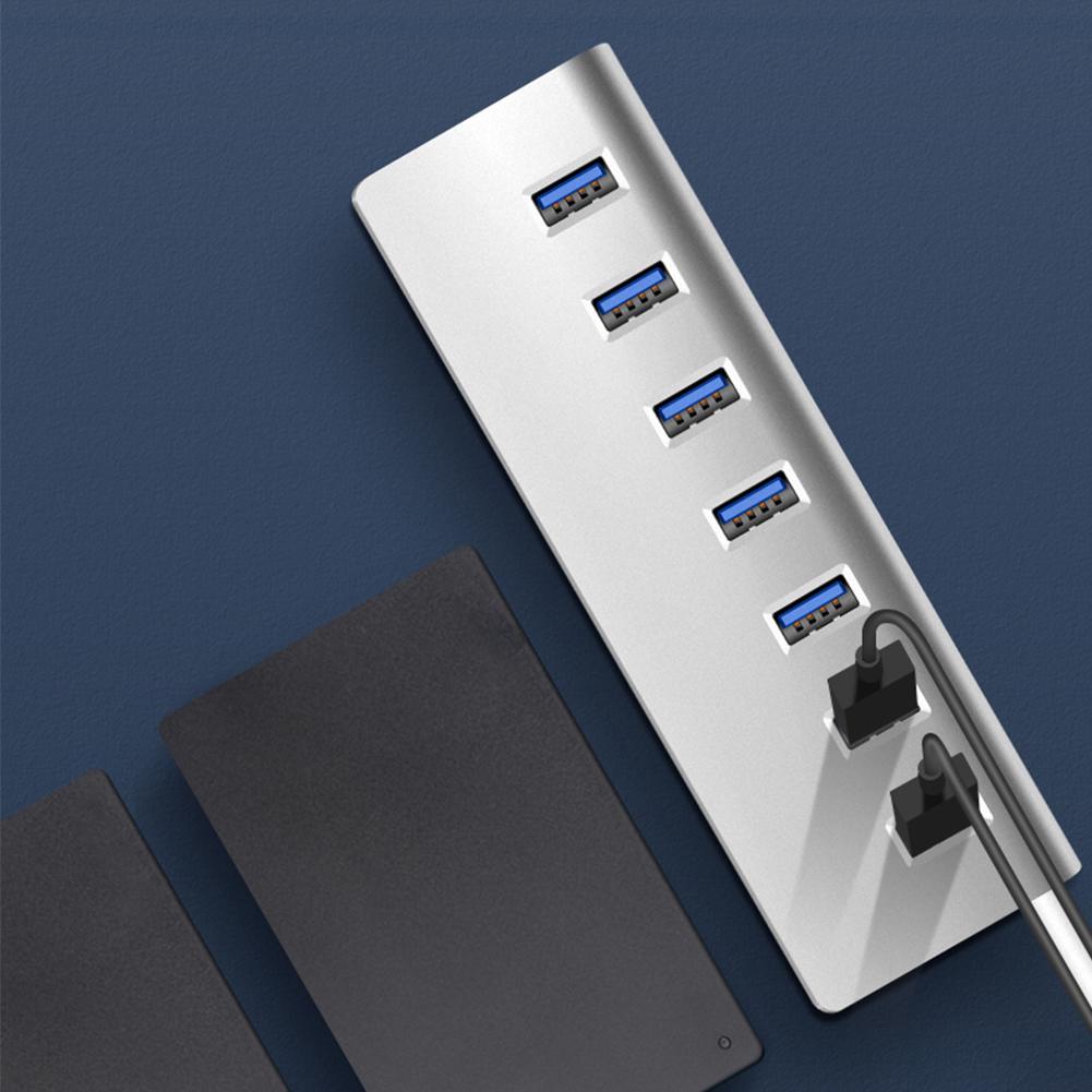 USB 3.0 Splitter Aluminum Alloy Hub 7-in-1 Docking Station for Notebook Computer