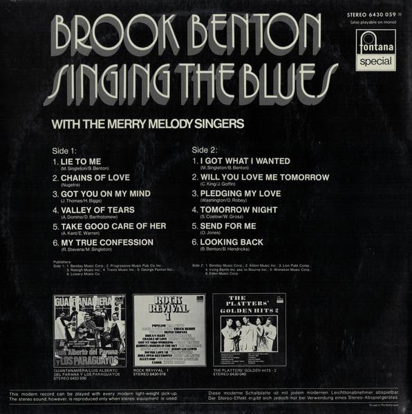 

Виниловая пластинка БРУК БЕНТОН Singing The Blues 6430059 Fontana Нидерланды SoulFunk Б/у