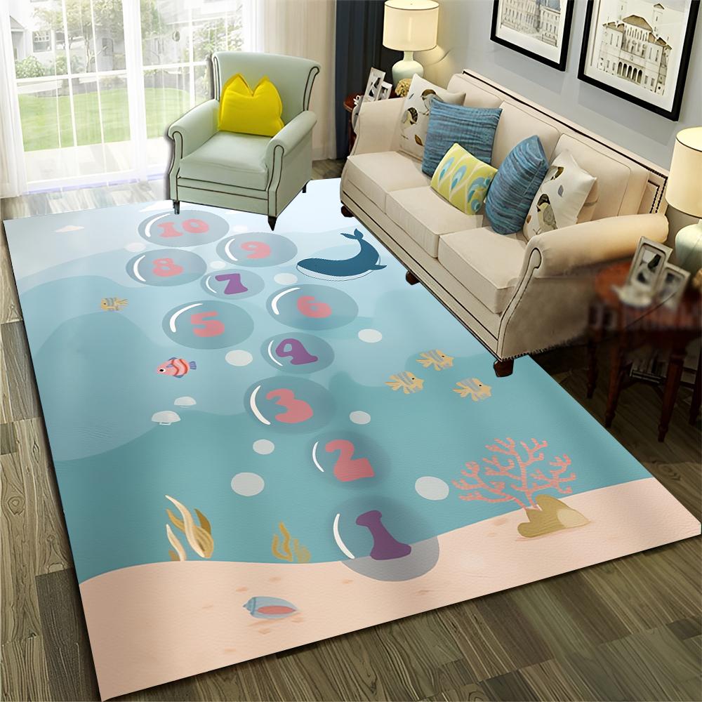 Funny Hopscotch Child Digital Games Boy Girls Carpet Rug for Home Living Room Bedroom Sofa Doormat Decor,Non-slip Floor Mat