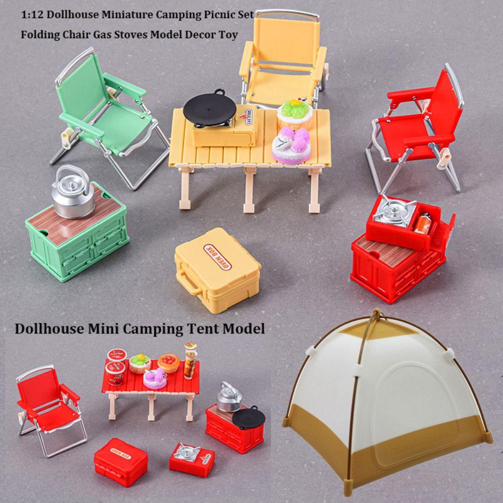 Mini Camping Picnic Set Multicolors Dollhouse Mini Camping Tent Model  Doll House Accessories
