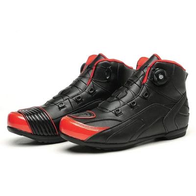 Semelle en caoutchouc Imperméable Chaussures de motocycliste Noir Chaussures de moto Homme Aventure tout-terrain Motocross Bottines Rétro Chaussures d'équitation