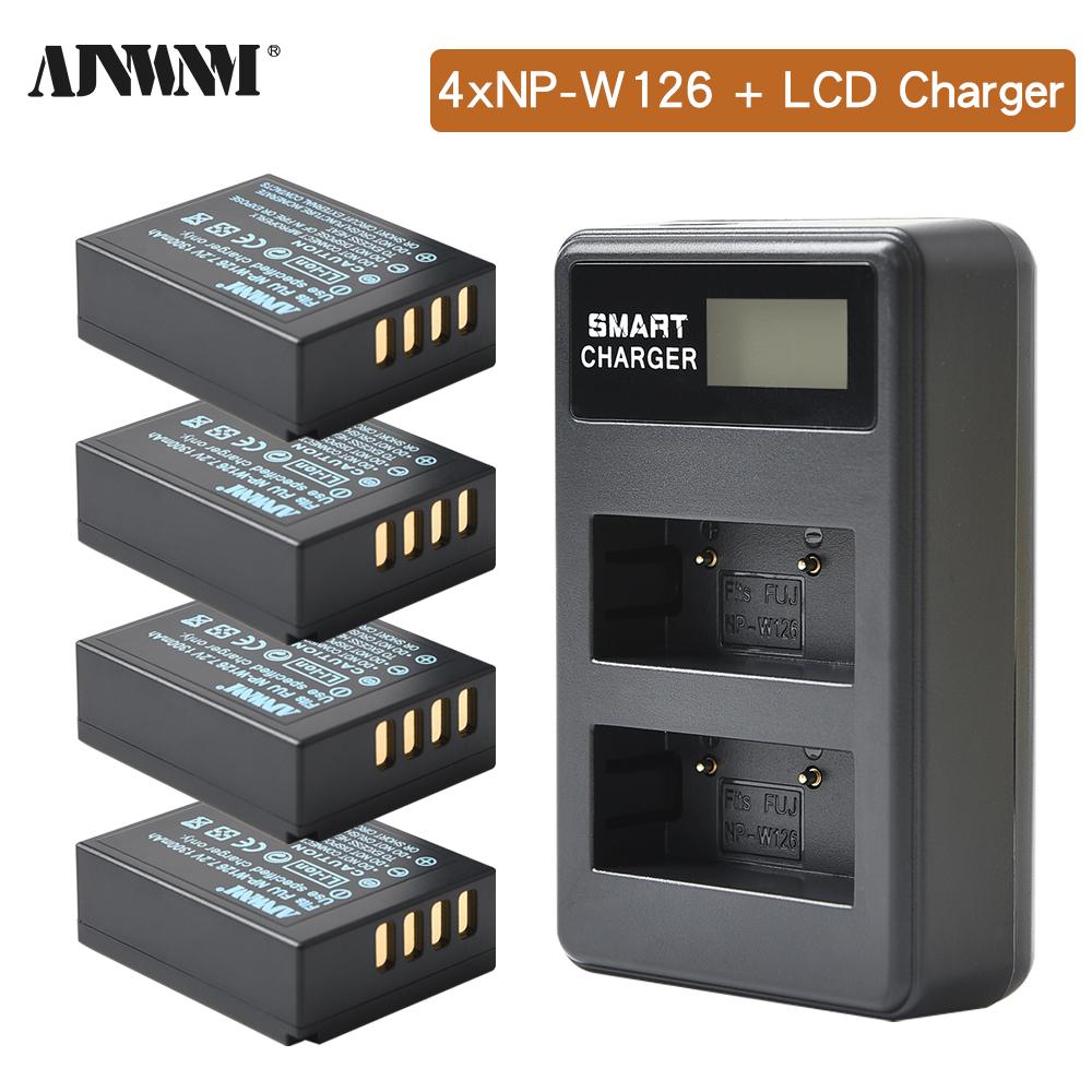 AJNWNM 1300mAh NP-W126 NP W126 NPW126 Batteries+LCD Dual Charger for Fujifilm Fuji X-Pro1 XPro1 X-T1 XT20 XS10 XT100 XT200 XA5 Digital Camera Battery