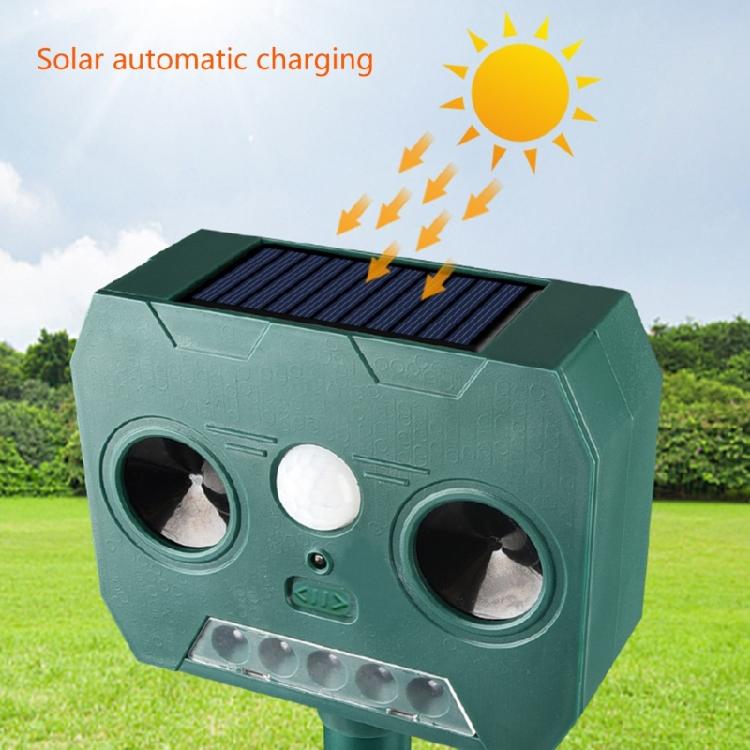 Solar Animal Repeller Ultrasonic Repellents LED Light Alarm Repels Cat Dogs Bird