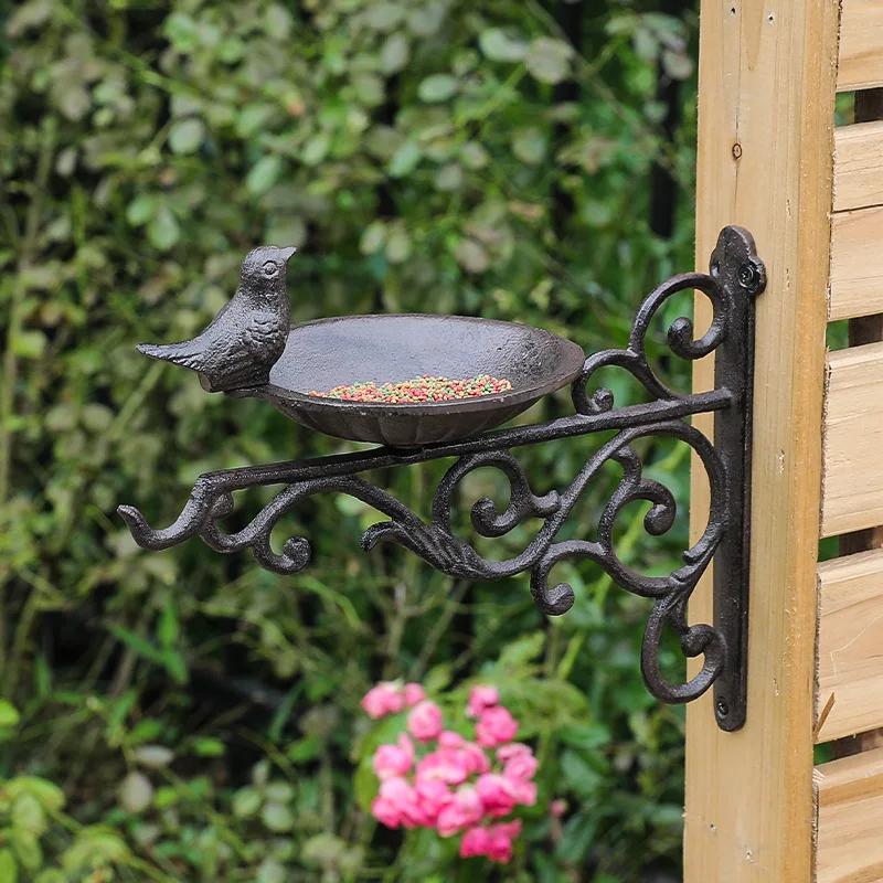 Retro Cast Iron Crafts Cast Iron Bird Feeding Basin Wall Decoration European Classical Nostalgic Style Courtyard Wall Hanging