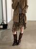 Retro pointed lace-up stacking boots women's autumn new thin mid-tube cowboy boots but knee knight boots