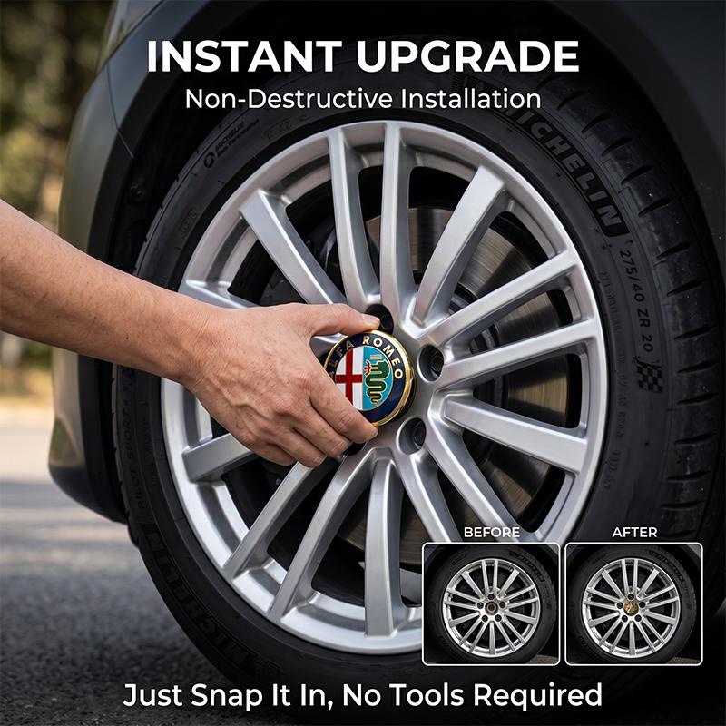 Tappi Mozzo Ruota a Scatto Antiruggine da 60 mm Coprimozzi Centrali per Alfa Romeo Giulia Stelvio Giulietta Spider GT 4C 8C Mito Brera Modifica